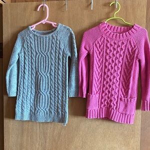Two Joe fresh knit sweaters, grey and pink.